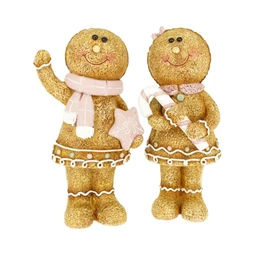 Mézeskalács figura fiú, lány csillaggal, cukorbottal álló 7x5x15 cm 2 féle