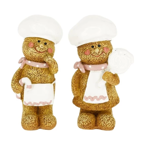 Mézeskalács figura fiú, lány szakácssapkában, köténnyel álló 3,2x3x8 cm 2 féle