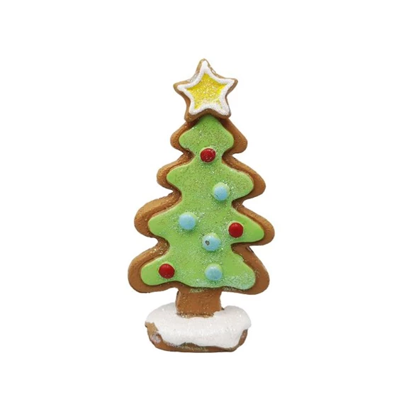 Mézeskalács karácsonyfa álló, glitteres 5,1x2,3x9,8 cm