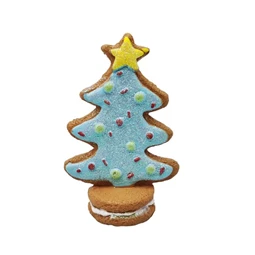 Mézeskalács karácsonyfa álló, glitteres 5,5x3,1x8,6 cm