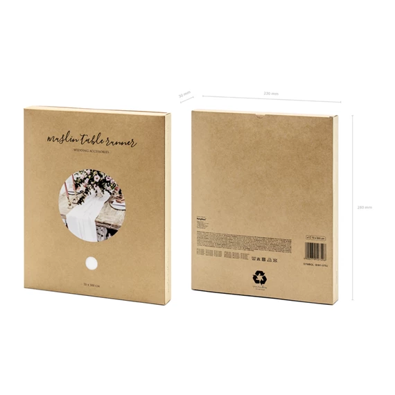 Muszlin asztali futó világos krém 0,70x5 m