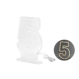 Neon LED 5-ös szám fehér 50 cm