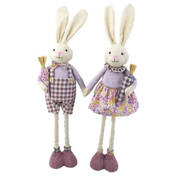 Nyúl fiú, lány répával teleszkópos lábbal 24x14x95 cm 2féle