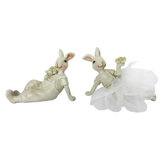 Nyúl fiú, lány tüllszoknyában fekvő 9x4x6,5 cm 2 féle