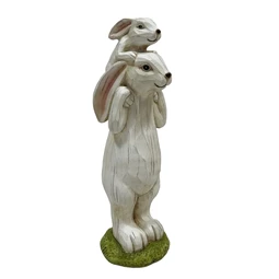 Nyúl kisnyúllal álló 17,5x15x48 cm
