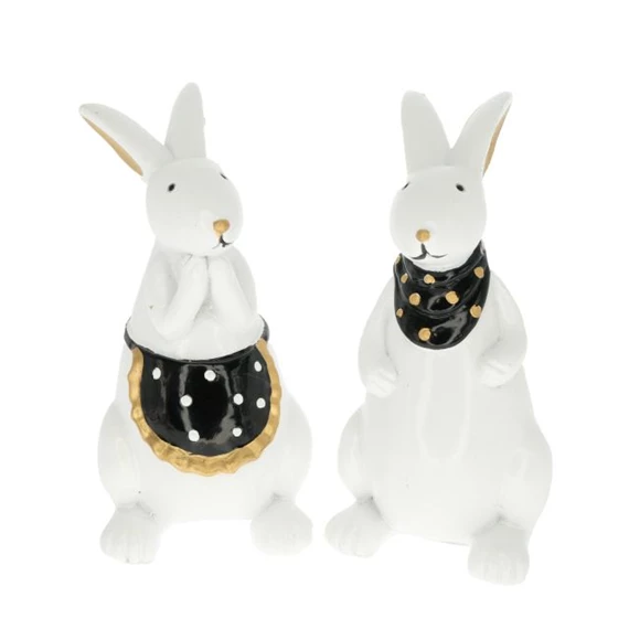 Nyúl kötényben, kendővel álló 5,6x6,2x11,7 cm 2 féle