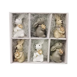 Nyúl masnival, virággal 2,1x1,5x3 cm 3féle S/6