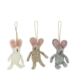 Nyúl nemezelt, akasztós 6x3x10 cm 3féle