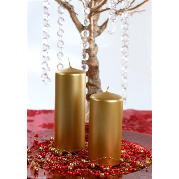 Oszlop gyertya fémes arany 15 x 6 cm S/6