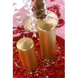 Oszlop gyertya fémes arany 15 x 6 cm S/6