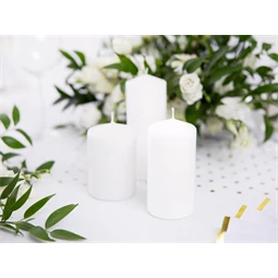 Oszlop gyertya matt fehér 15 x 6 cm S/6