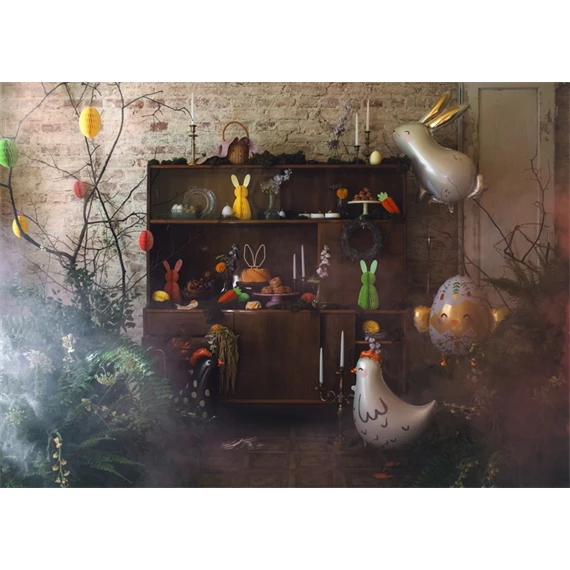 Papír dekoráció méhsejt nyuszi rózsaszín 30 cm