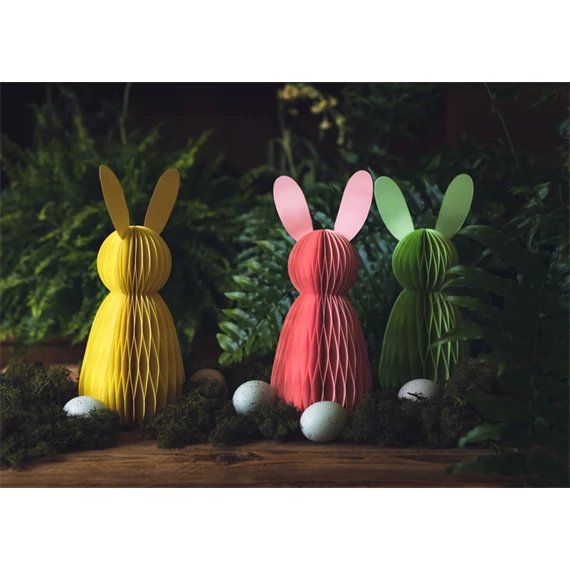 Papír dekoráció méhsejt nyuszi sárga 30 cm