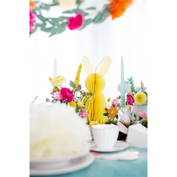 Papír dekoráció méhsejt nyuszi sárga 30 cm