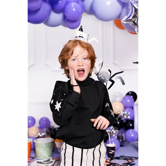 Papír dekoráció pókok 27x17 cm fekete S/5