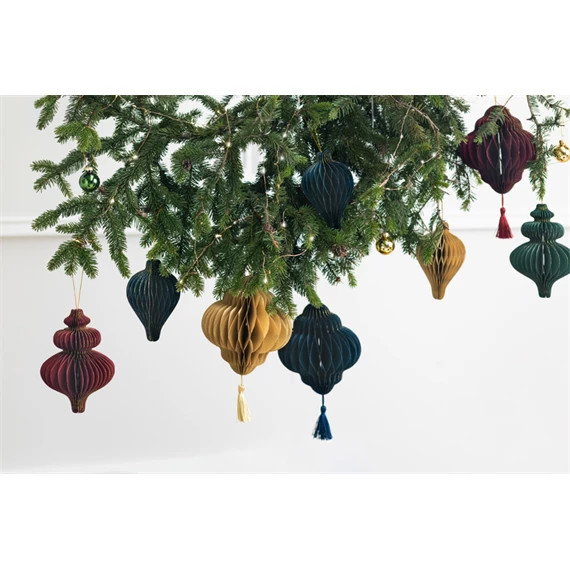 Papír méhsejt dekorációs lámpás bézs 13,2x15 cm