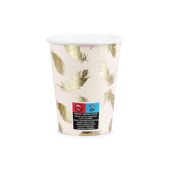 Papírpohár hattyú toll lovely swan, 260 ml S/6