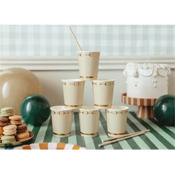 Papírpohár kengyel mintás, bézs, 220 ml S/6