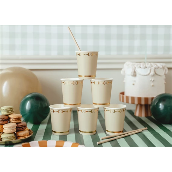 Papírpohár kengyel mintás, bézs, 220 ml S/6