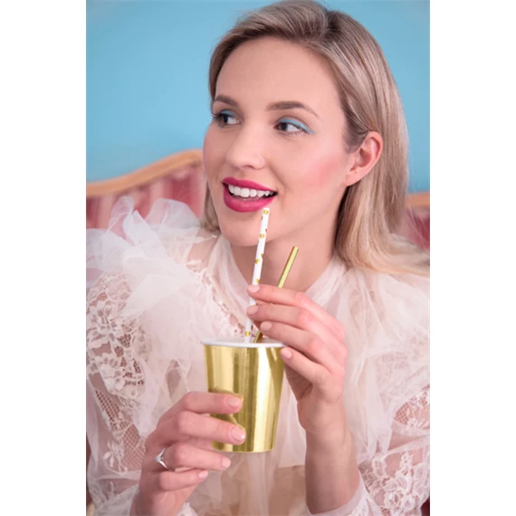 Papír szívószálak arany 19,5 cm S/10