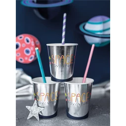 Papír szívószálak lila 19,5 cm S/10