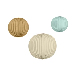 Papírlámpás készlet 19, 23, 31 cm világoskék, barna, krém S/3