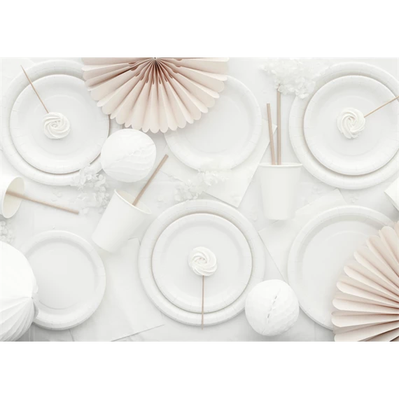 Papírtányér 23 cm fehér S/6