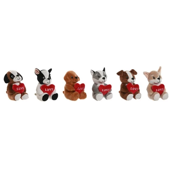 Plüss kutya szívvel 10x8x14 cm 6 féle
