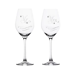 Pohár "Mr+Mrs" felirattal, Swarovski kristállyal 360 ml 22,5x8 cm S/2