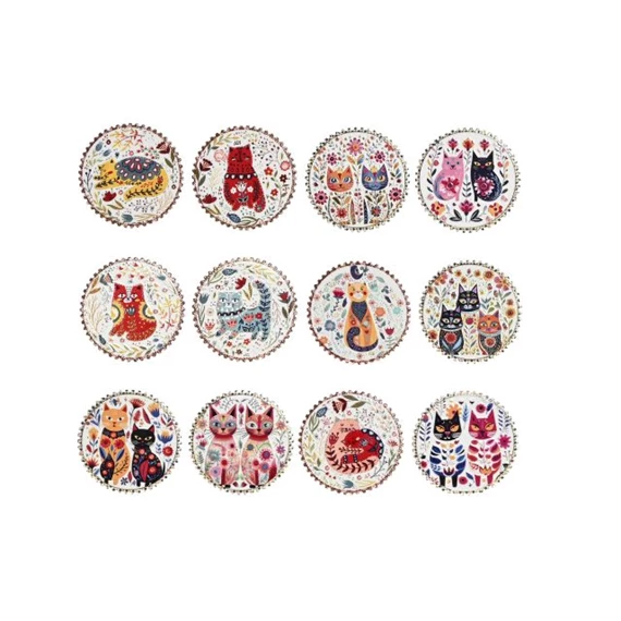 Poháralátét cica 10,8x10,8x0,7 cm 12 féle