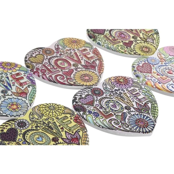 Poháralátét szív 11x11x0,5 cm 6 féle