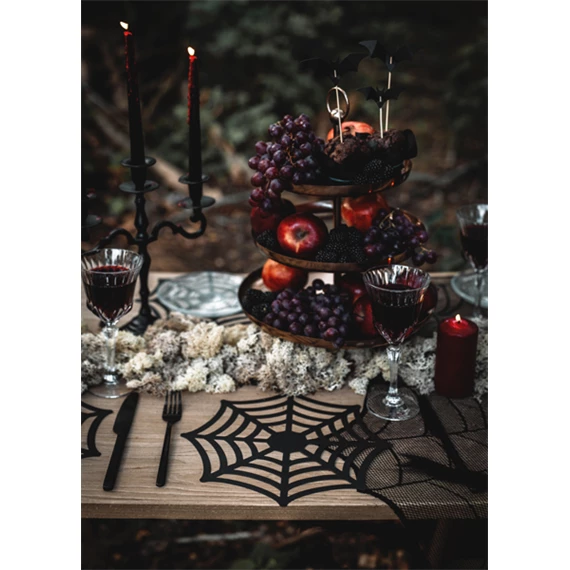 Papírtányér alátét pókhálós fekete 27,5 cm S/4