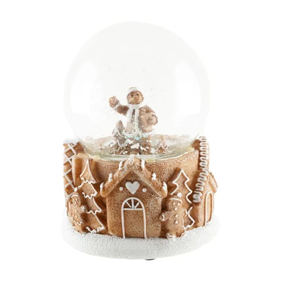 Rázógömb mézeskalács figurával, LED-es 11,2x11,2x14,7 cm