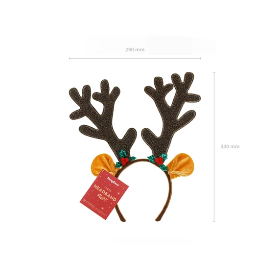 Rénszarvas agancs fejpánt fülekkel 29x34 cm vegyes