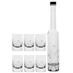 Röviditalos pohár palackkal Swarovski kristállyal 200 ml/30 ml 30,6x5,1 cm S/7