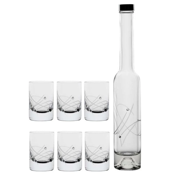 Röviditalos pohár palackkal Swarovski kristállyal 200 ml/30 ml 30,6x5,1 cm S/7