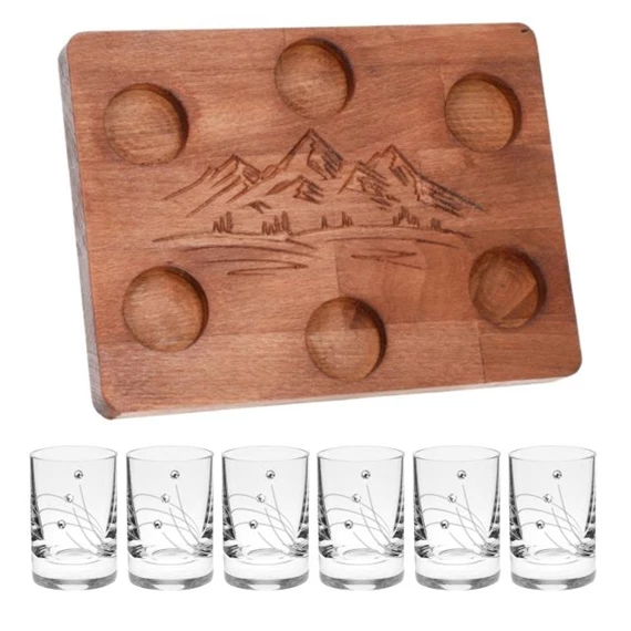 Röviditalos pohár tálcával Swarovski kristállyal 30 ml 5,5x3,8 cm S/6