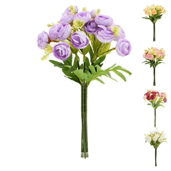 Selyemvirág boglárka csokor 32 cm 5 féle