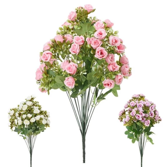 Selyemvirág bokorrózsa csokor 55 cm 3féle