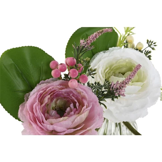 Selyemvirág csokor vázában 17x20x24 cm 2 féle