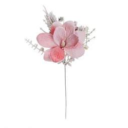 Selyemvirág fenyővel, eukaliptusszal, magnóliával, havas, betűzős 40 cm