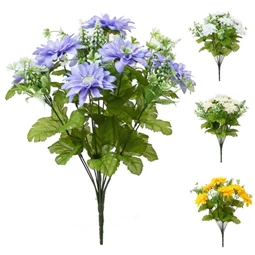 Selyemvirág vegyes csokor műanyag 41 cm krém, fehér 4 féle