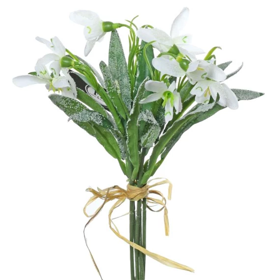 Selyemvirág hóvirág csokor, deres 23 cm