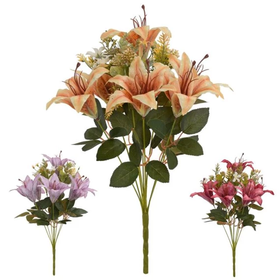 Selyemvirág liliom csokor 46 cm 3féle