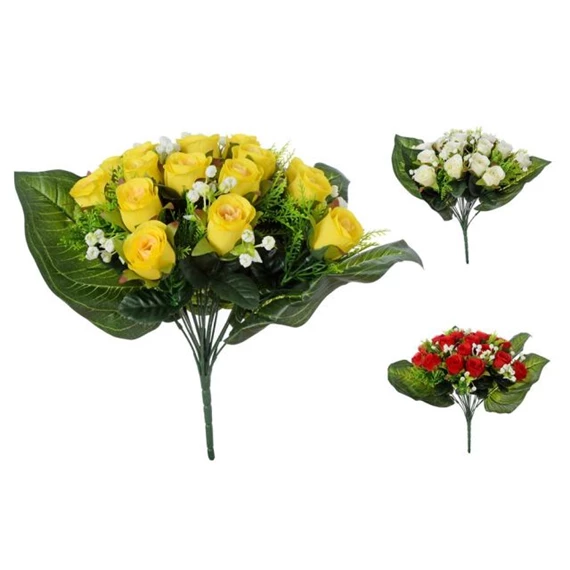 Selyemvirág rózsacsokor 36 cm 3 féle
