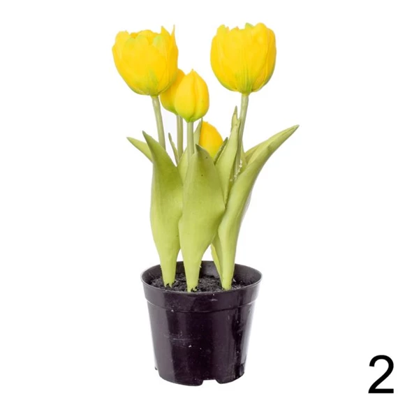 Selyemvirág tulipán kaspóban 24 cm