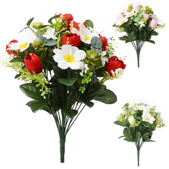 Selyemvirág tulipán csokor 43 cm 3 féle