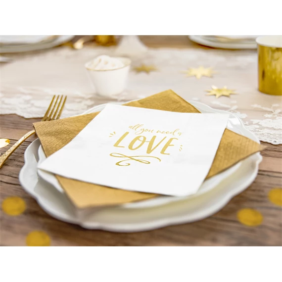 Szalvéta all you need is love fehér 33x33 cm S/20
