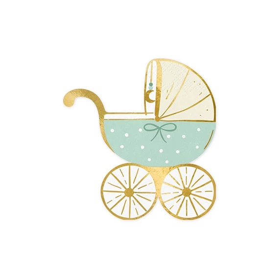 Szalvéta babakocsi tiffany kék 14x15 cm S/20