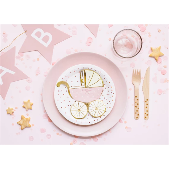 Szalvéta babakocsi világos rózsaszín 14x15 cm S/20